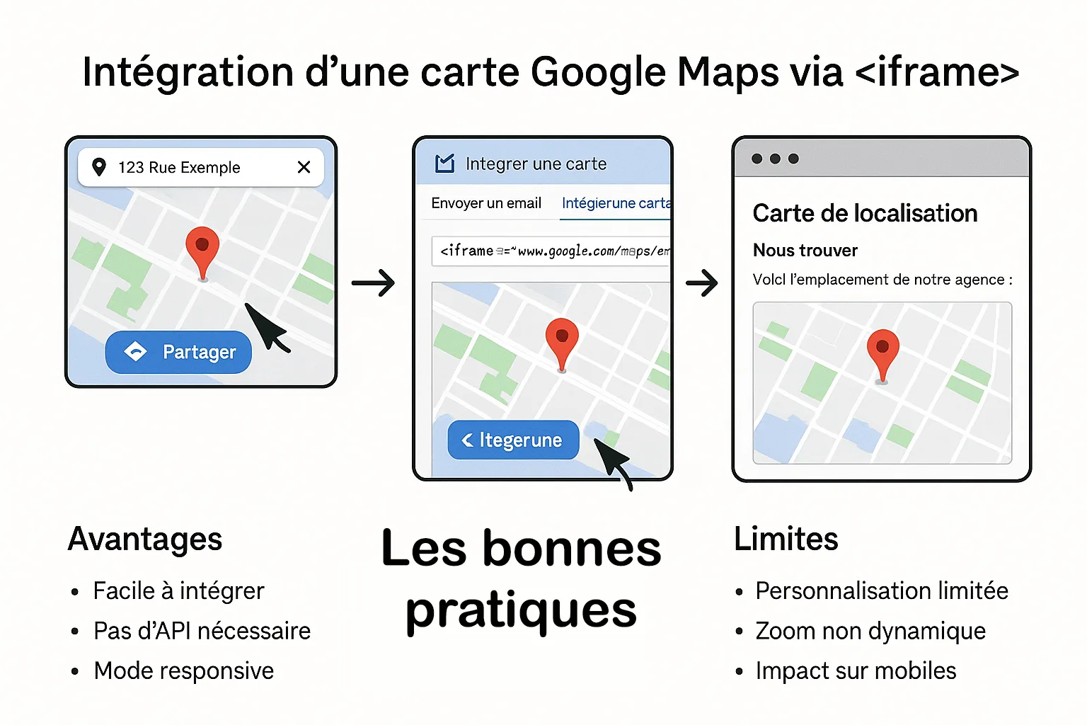 Limites de l'intégration d'une carte Google Maps
