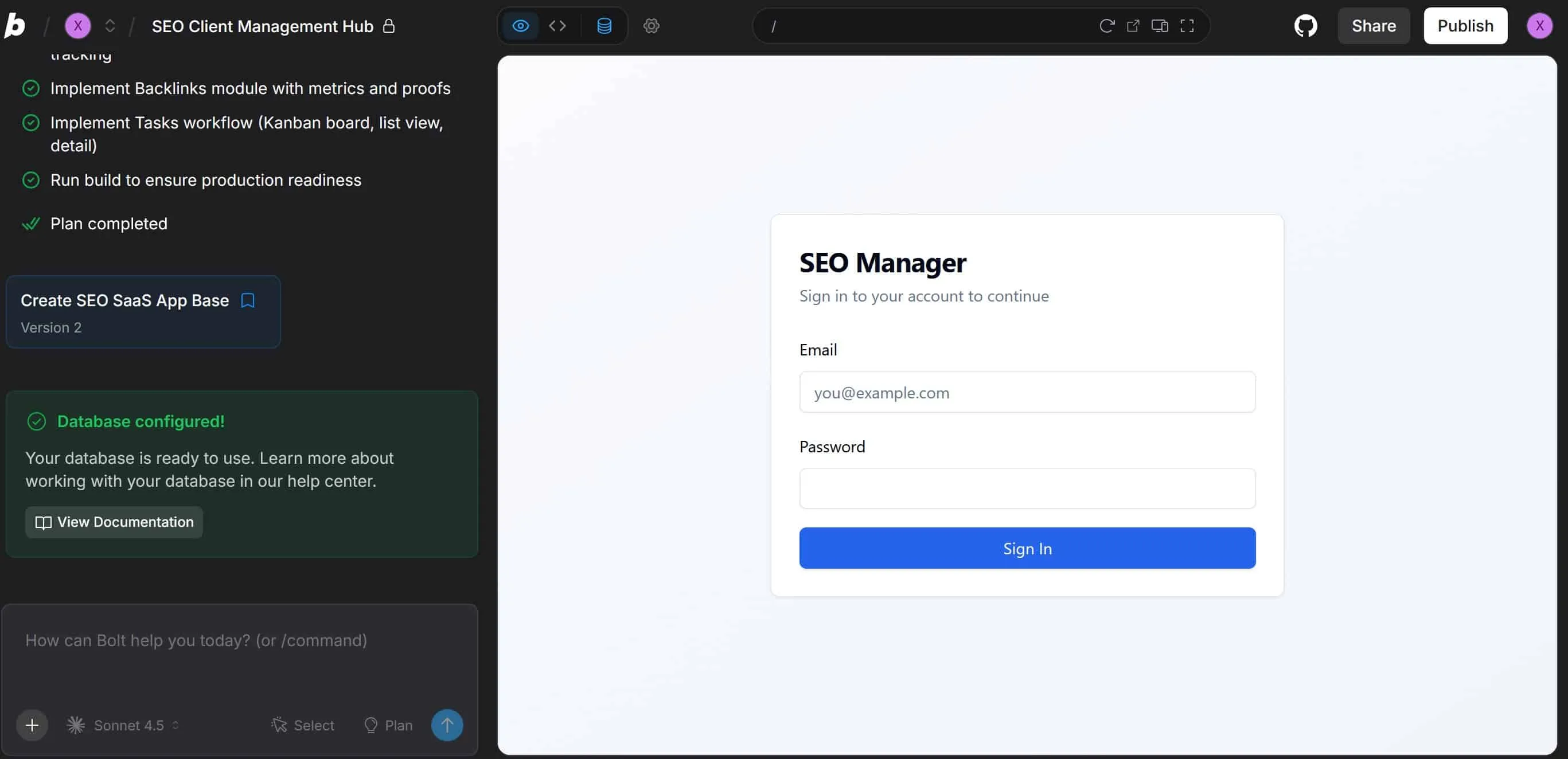 interface bolt new projet seo