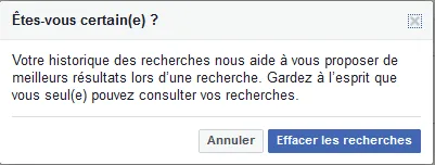 Message d’avertissement Facebook