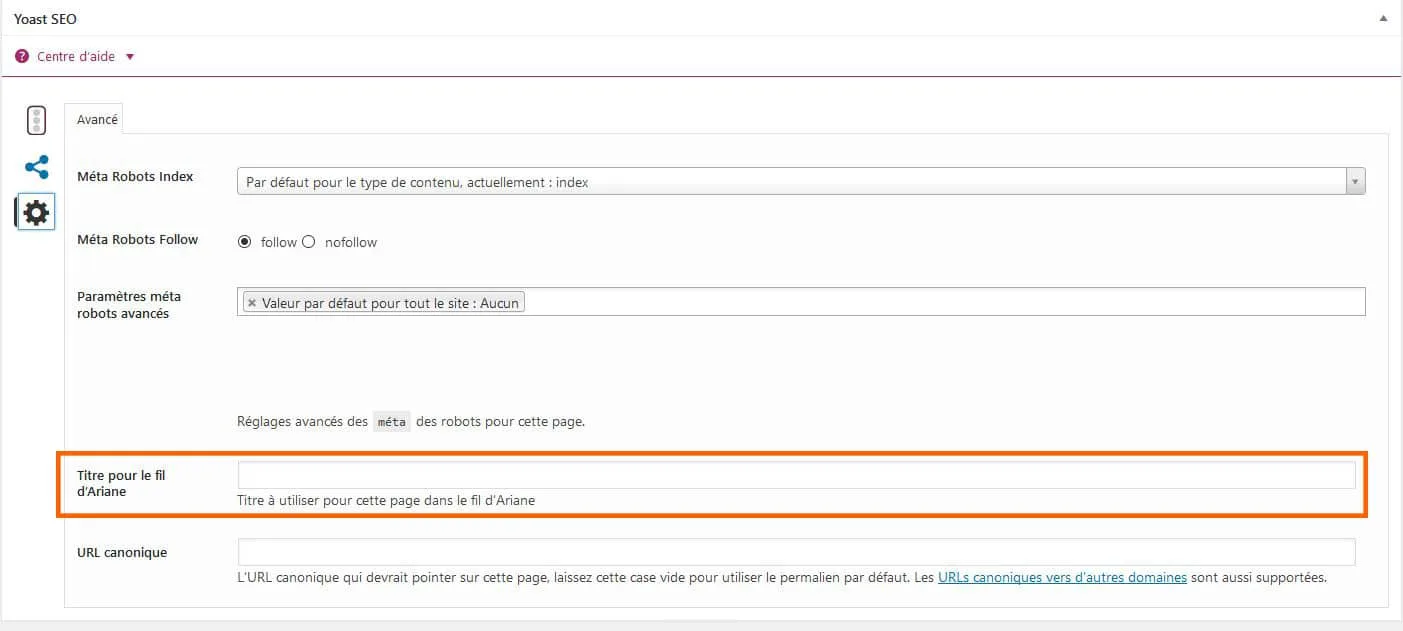 metabox fil d'ariane yoast seo pour wordpress