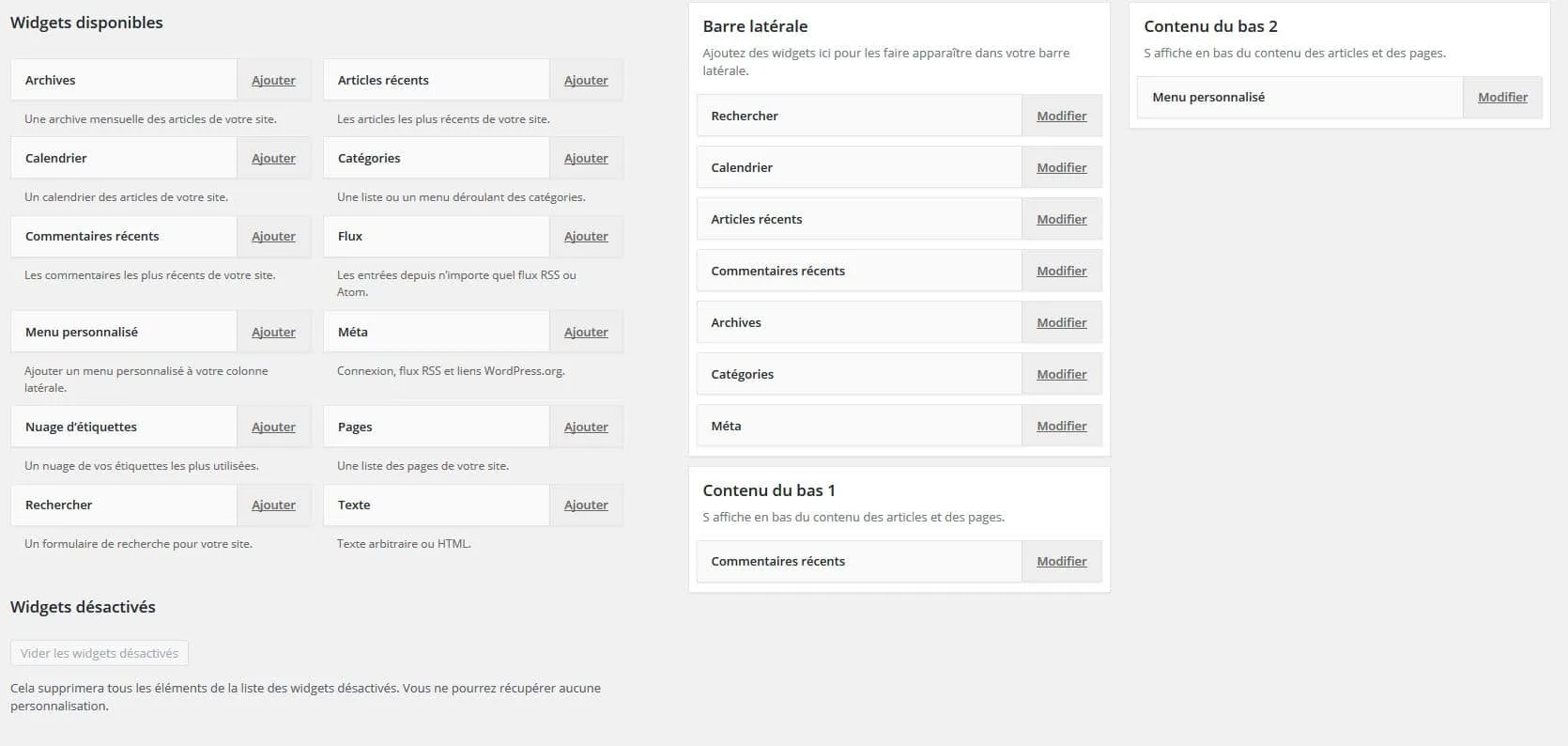 accessibilite des widgets wordpress