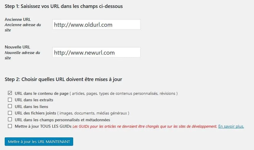 modifier les url avec velvet blue