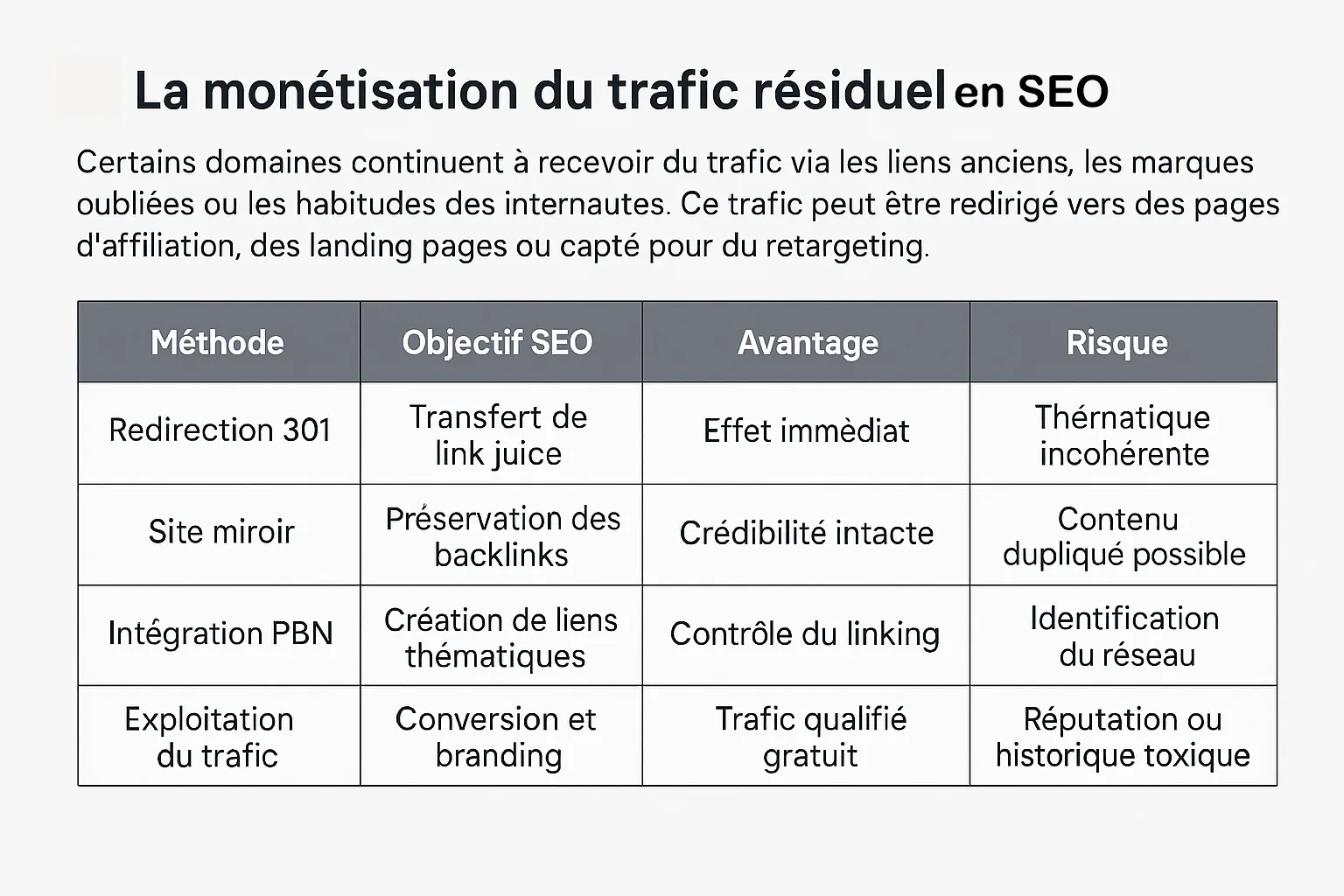 monetisation trafic residuel SEO