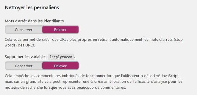 nettoyer les permaliens avec yoast