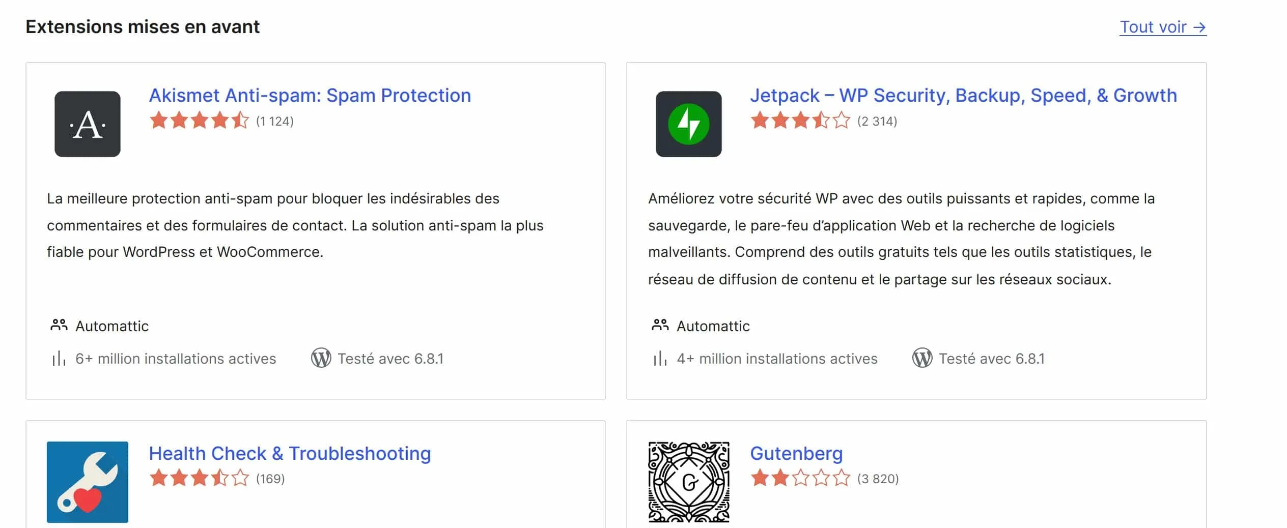 notes de plugins wordpress