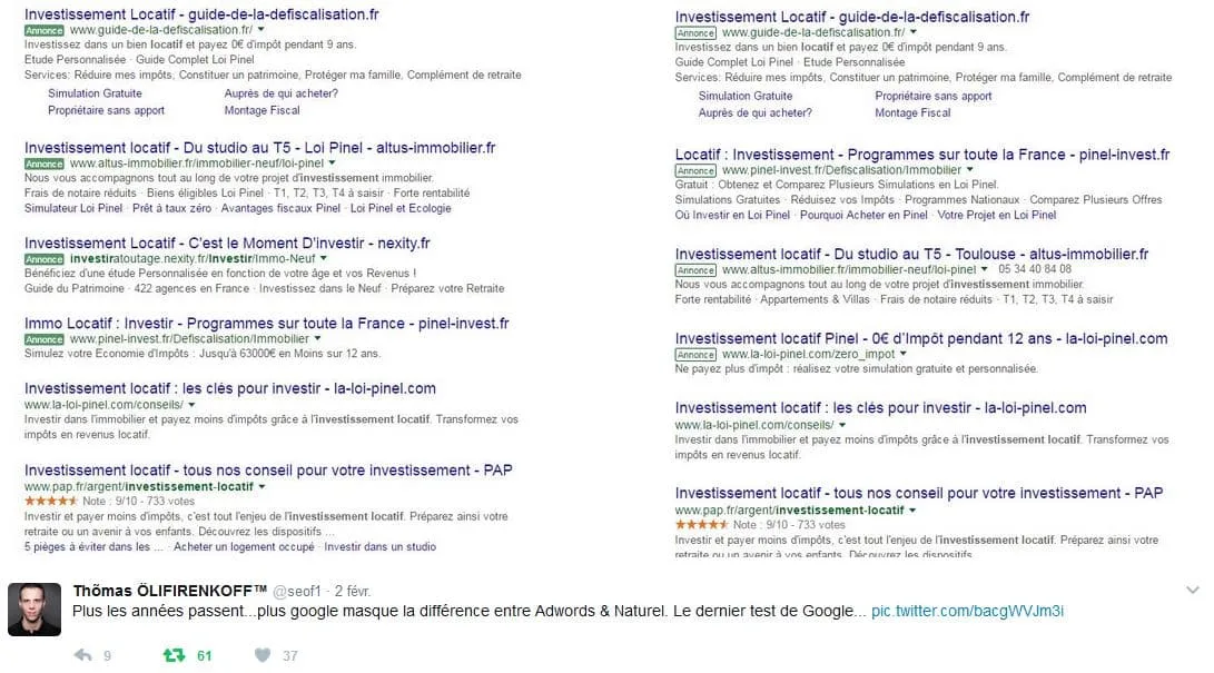 Annonce Adwords, nouvel affichage par Google : la blague