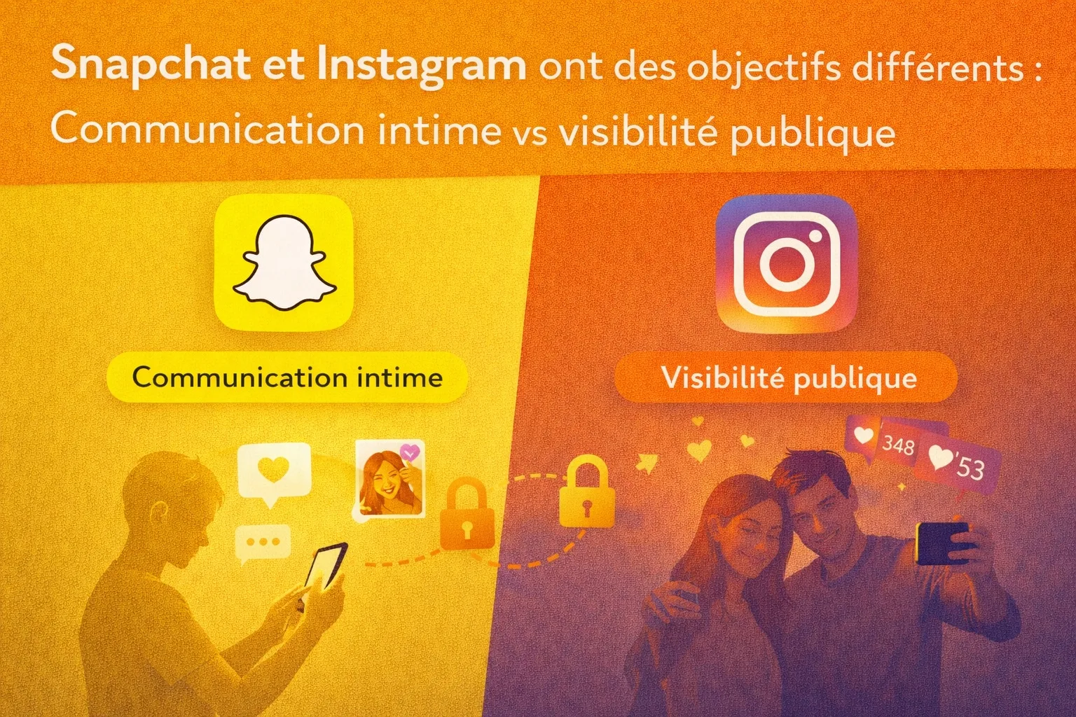 Objectifs distincts d'Instagram et de Snapchat