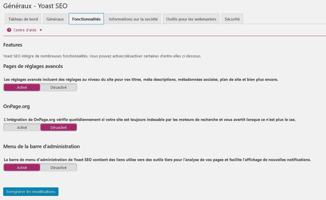 fonctionnalités yoast seo