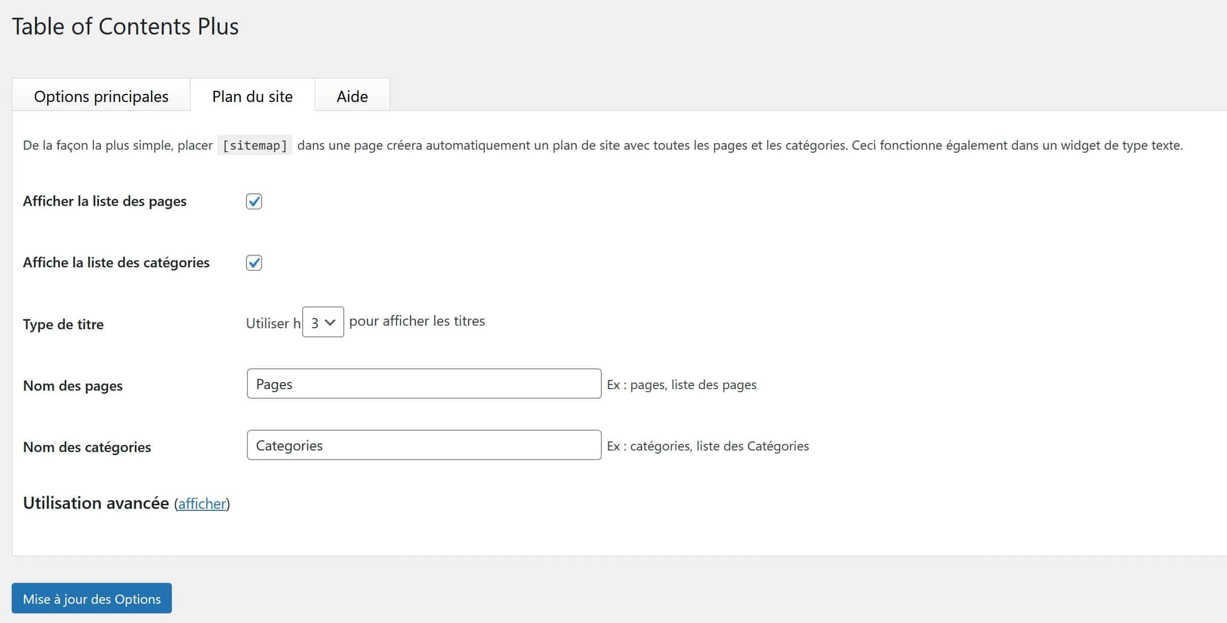 onglet plan de site toc+