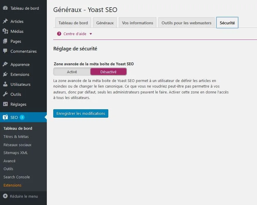 sécurité wordpress seo yoast