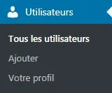 onglet utilisateur wordpress