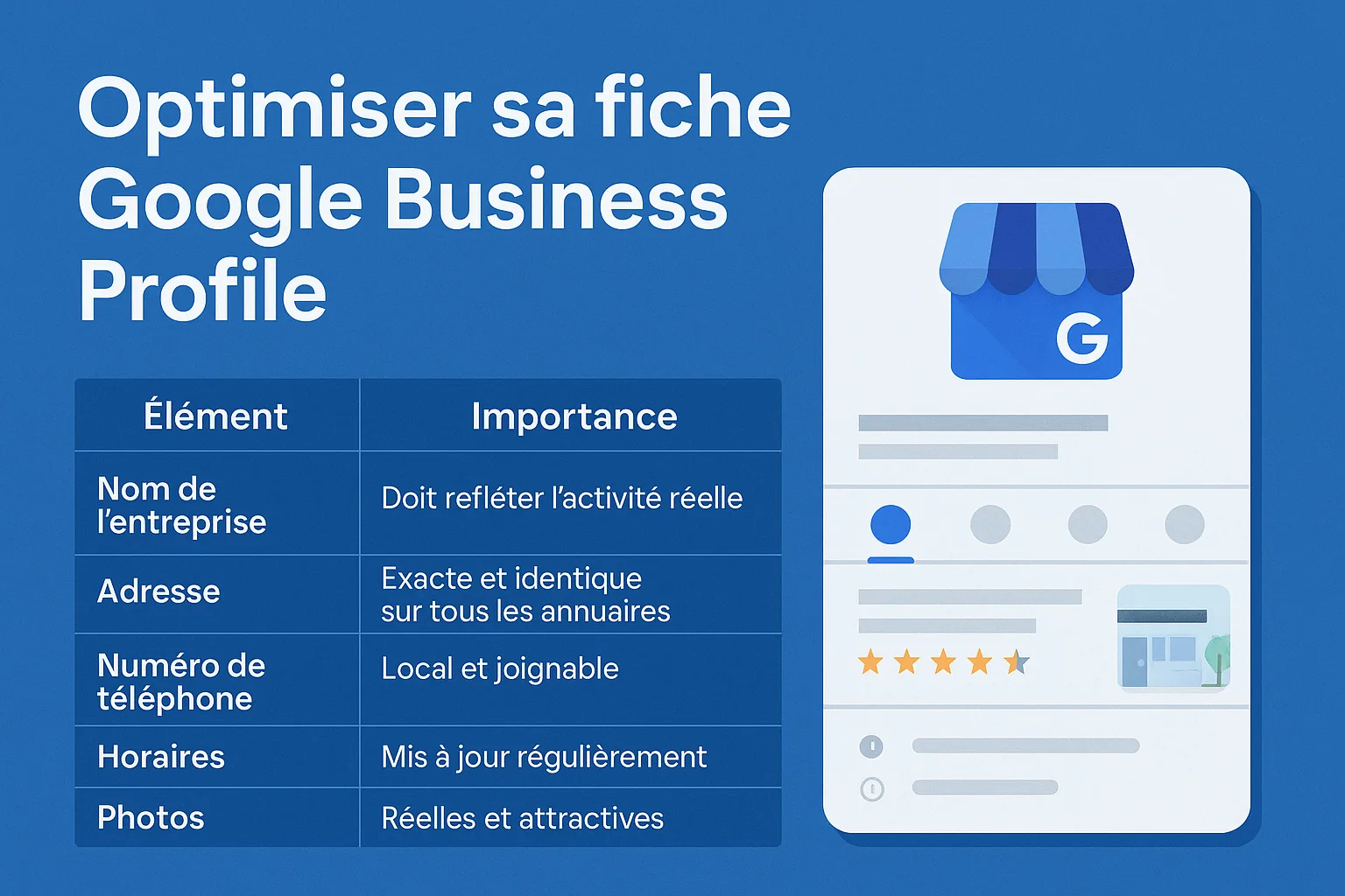 Optimisation d'une fiche Google Business Profile en SEO local
