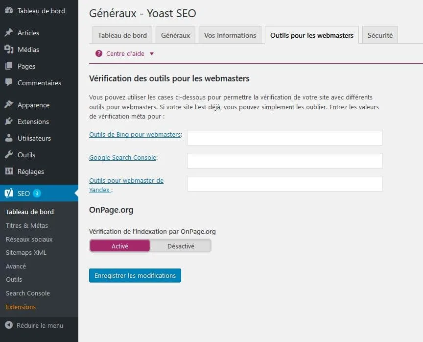 outil pour webmaster yoast