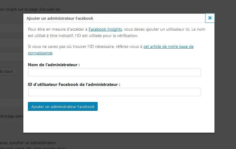 popup administrateur facebook