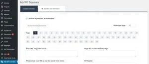 my wp translate tableau de bord