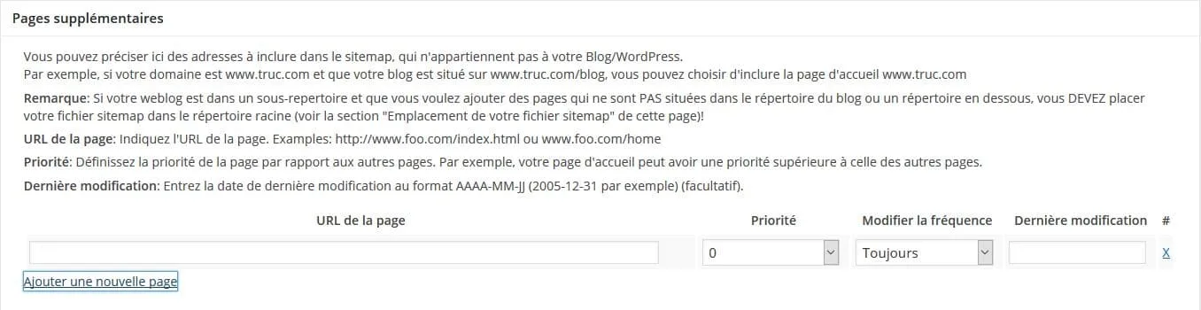 priorité des pages dans le sitemap