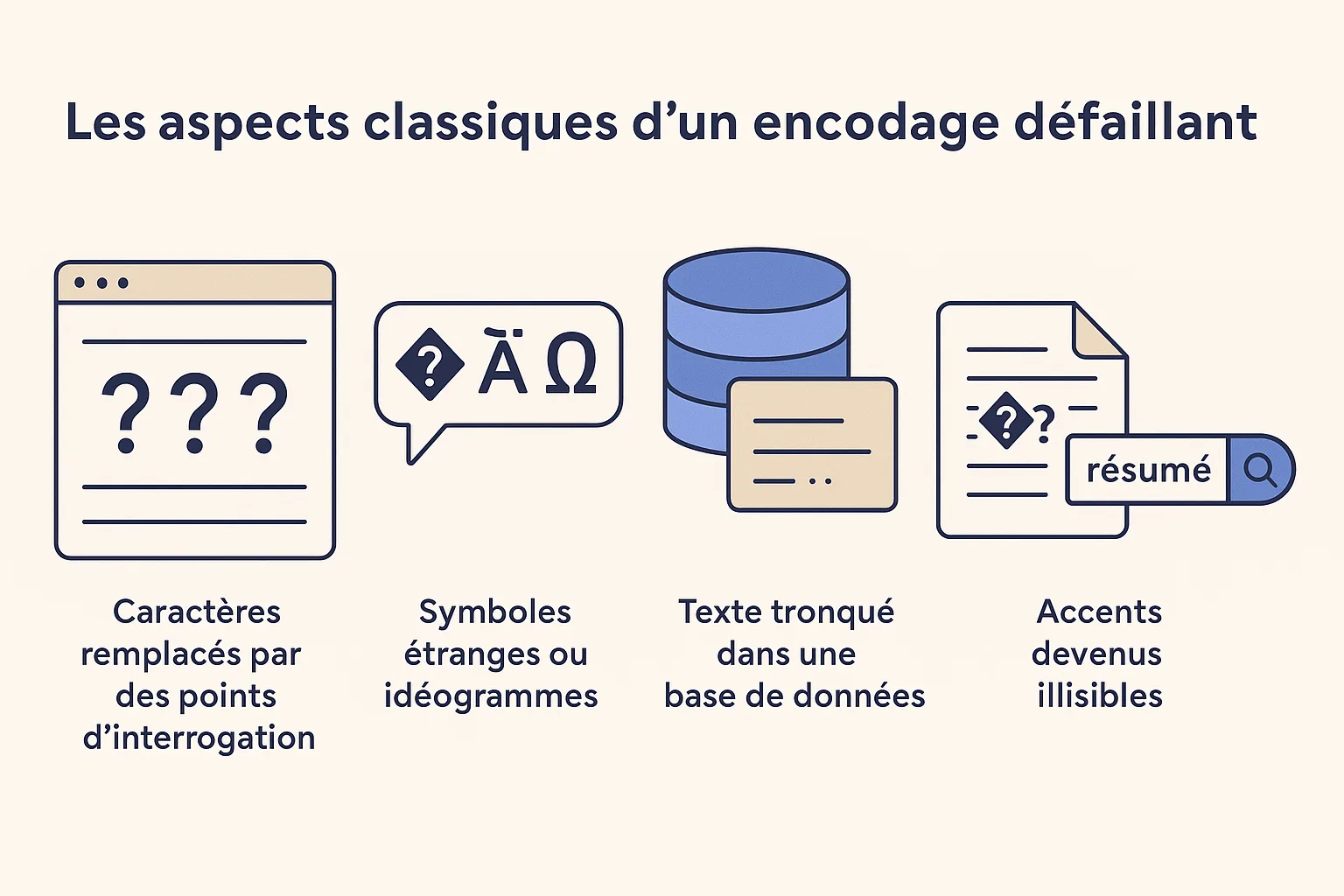 Aspects classiques d'un encodage défaillant sur un site