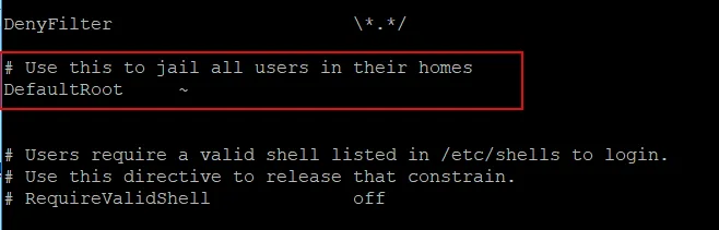 configuration DefaultRoot ProFTPD