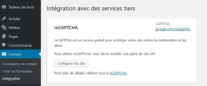 captcha formulaire wordpress