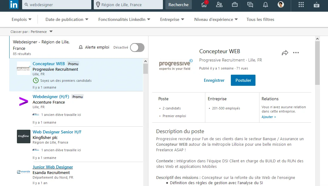 moteur linkedin emploi