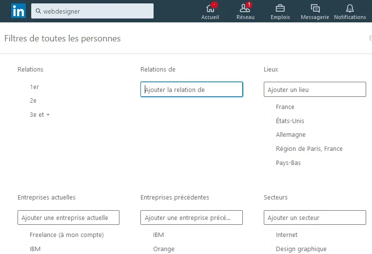 Moteur de recherche linkedin
