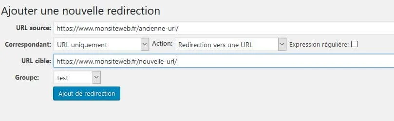 redirection 301 wordpress