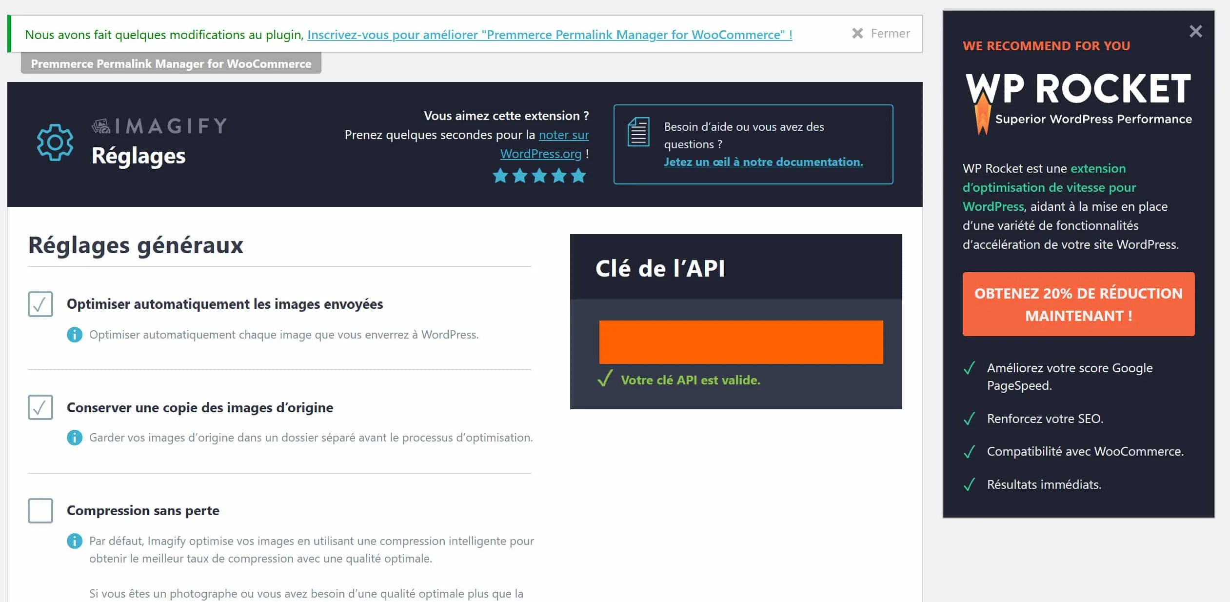 réglages imagify pour wordpress