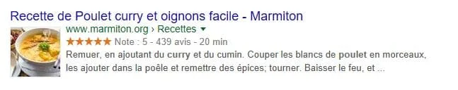 exemple de rich snippet cuisine