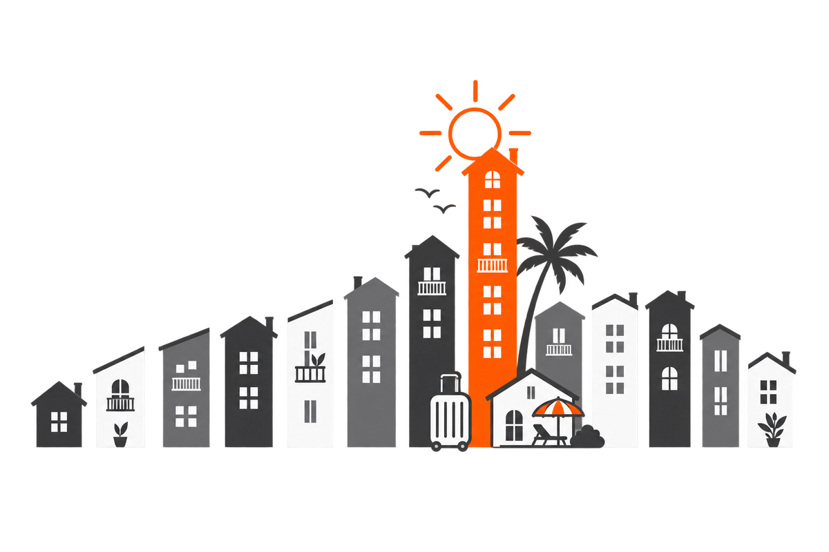 Douze colonnes dont la huitième, nettement plus haute, est mise en évidence en orange