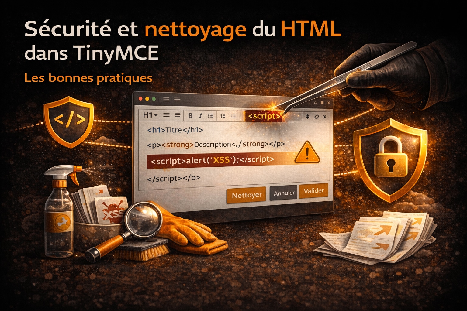 securite et nettoyage code html dans tinymce