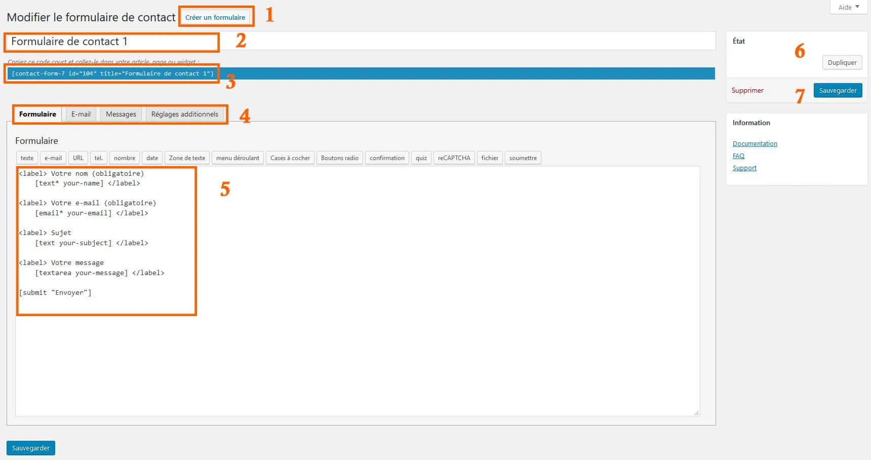 shortcodes contact form 7 pour wordpress