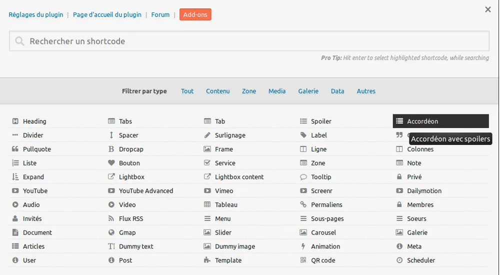 tous ypes de visuels avec shortcode ultimate