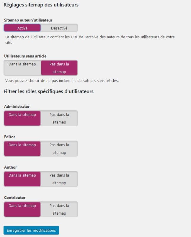 configurer sitemaps xml utilisateur