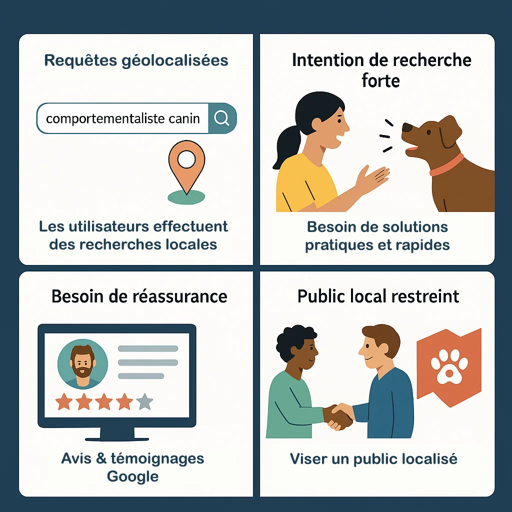 Spécificités du référencement local d'un comportementaliste canin