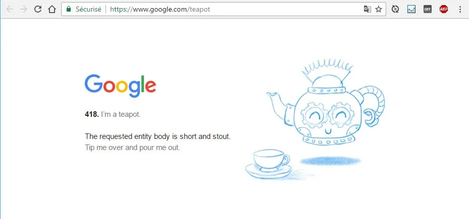 Erreur 418 teapot Google