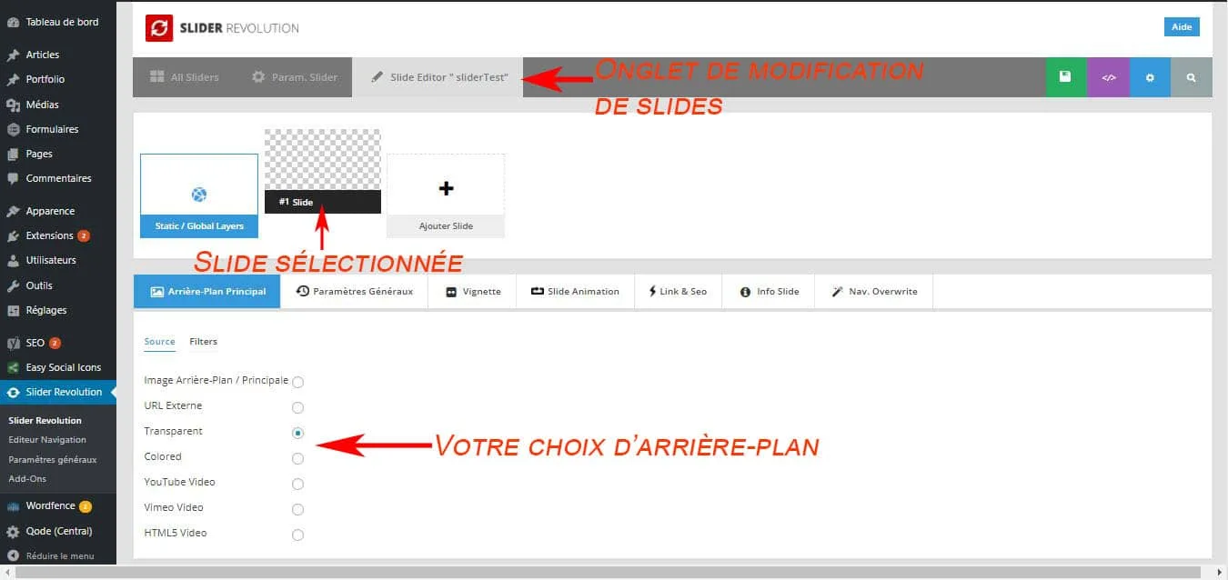 modifier taille revolution slider