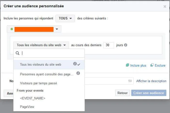 type de pages vue audience fb
