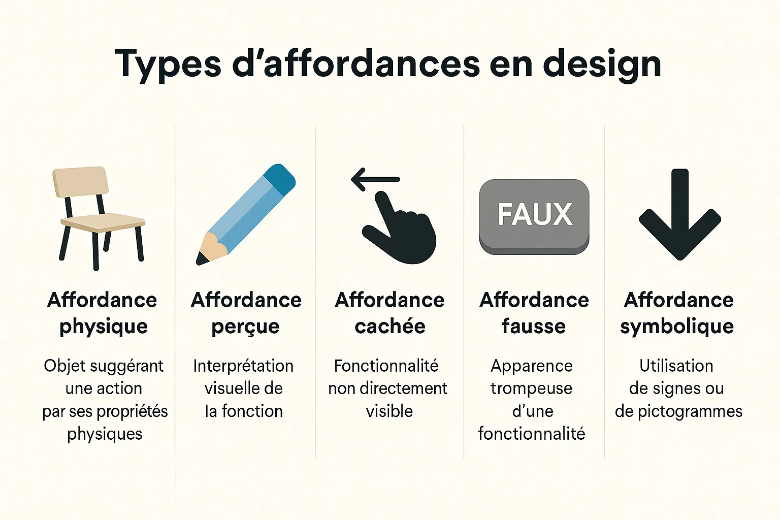types d'affordances en design