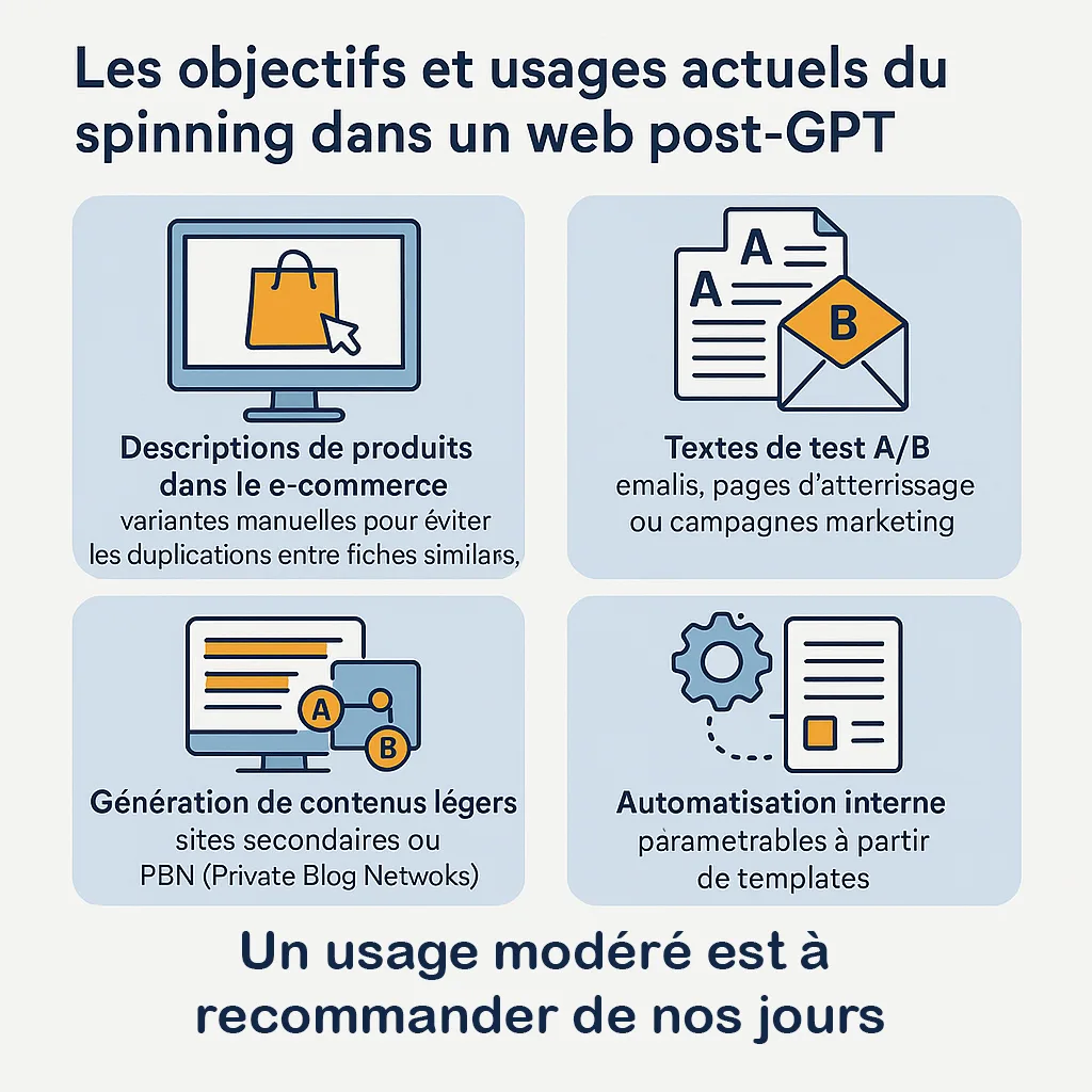 Usages actuels du content spinning