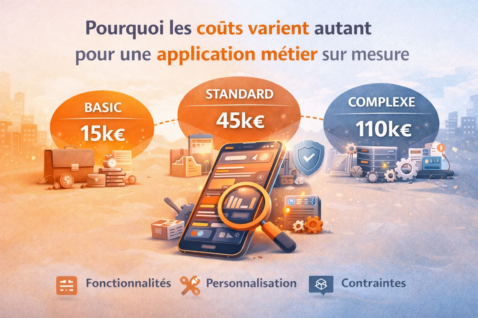 Variation des tarifs d'une application métier sur mesure