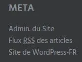 widget meta connexion wordpress