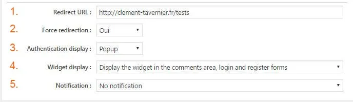 Réglages avancés du widget