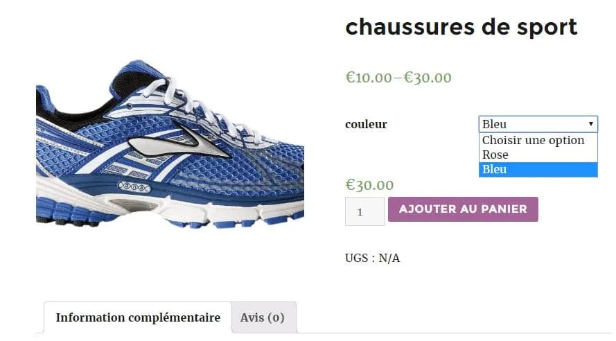 changer couleur produit woocommerce