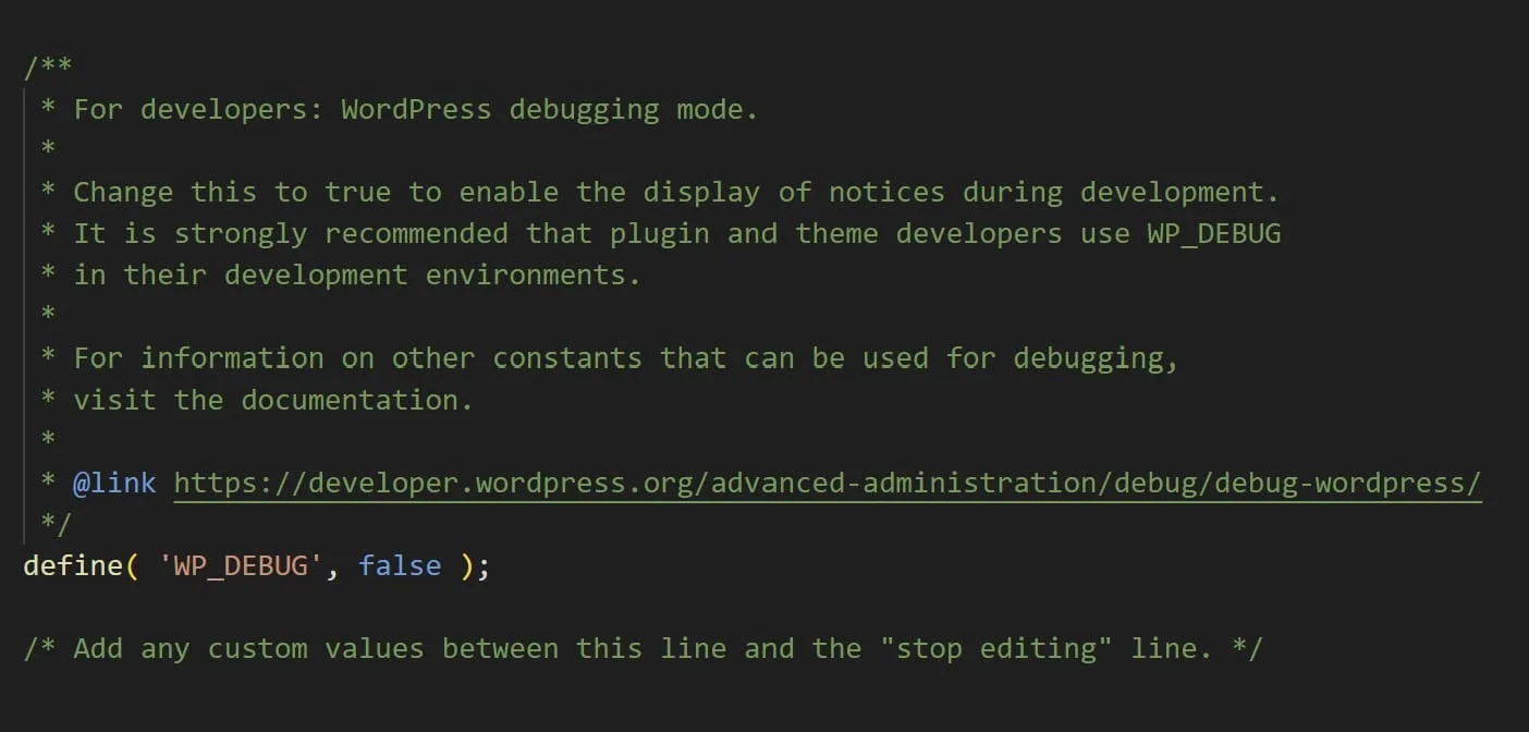 wp debug wordpress