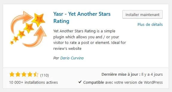 Plugin Yet Another Stars Rating