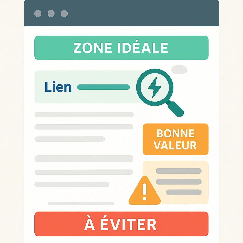 Zones de placement efficaces d'un lien en SEO