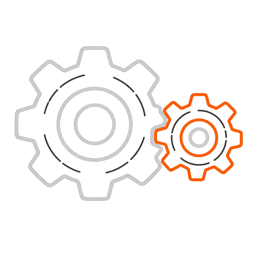Deux engrenages figurant l’articulation entre WordPress et PrestaShop