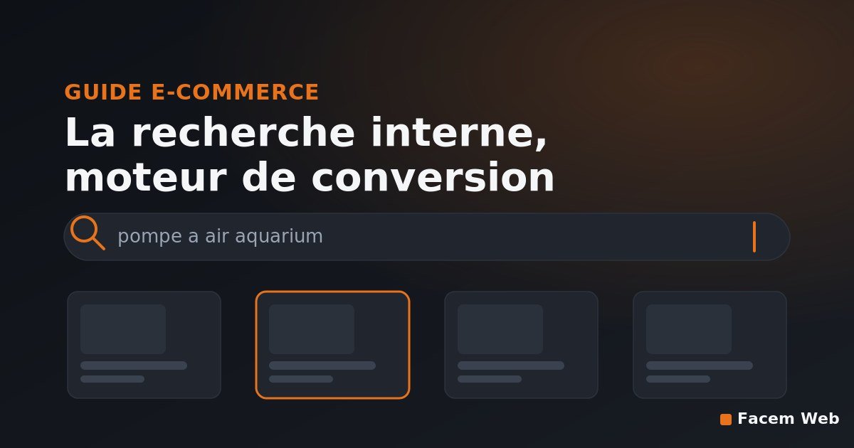 Guide e-commerce illustrant la recherche interne