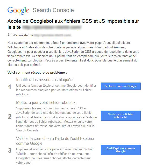 Notification google search console