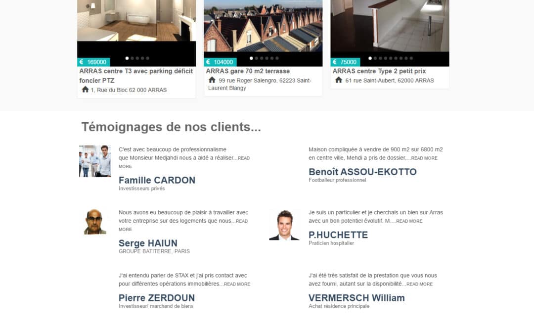 Création d&rsquo;un site web en français et anglais d&rsquo;investissement immobilier bilingue à Oignies